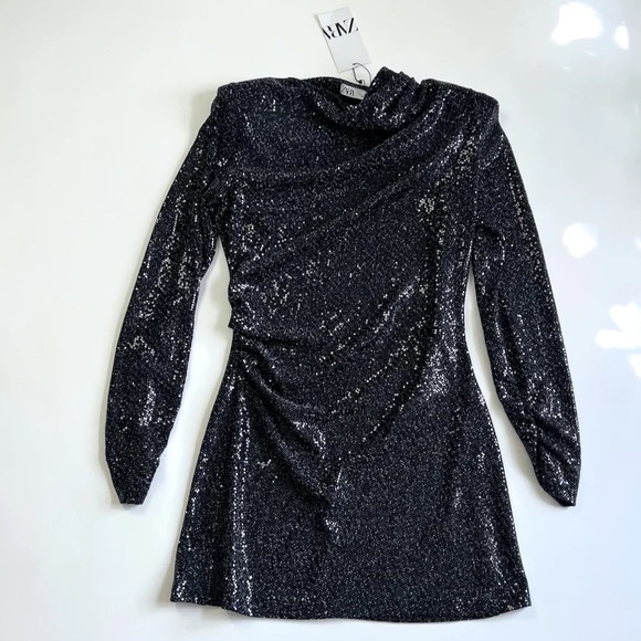 Zara charcoal black sequin mini dress - Picture 5 of 5